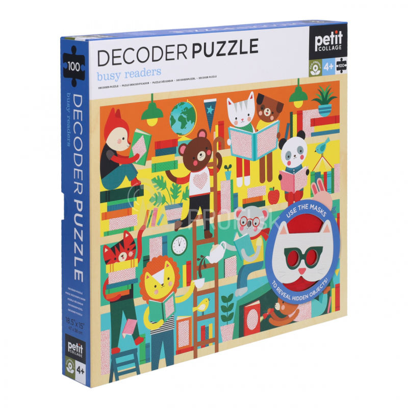 Petit Collage Puzzle Library 100 dielikov s 3D okuliarmi