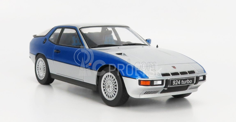 Porsche 924 Turbo Coupe 1986 v mierke 1:18, strieborná modrá met.