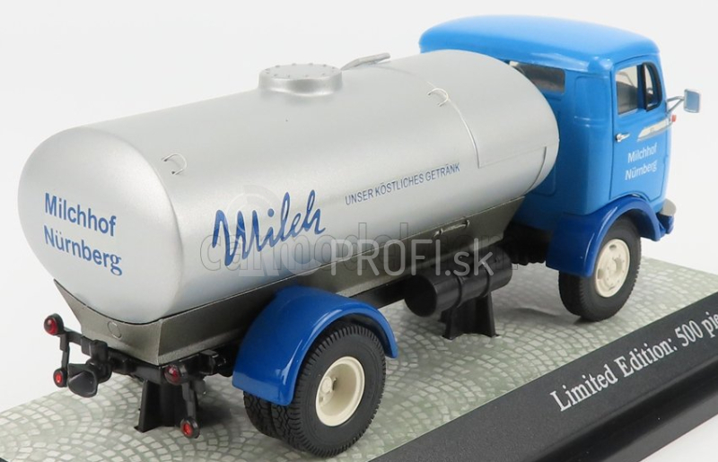 Premium classixxs Mercedes benz Lp911 Tanker Truck Transport Milk Milchhof Nurnberg 1963 1:43 Light Blue Silver