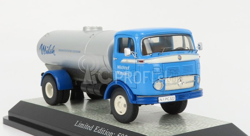 Premium classixxs Mercedes benz Lp911 Tanker Truck Transport Milk Milchhof Nurnberg 1963 1:43 Light Blue Silver