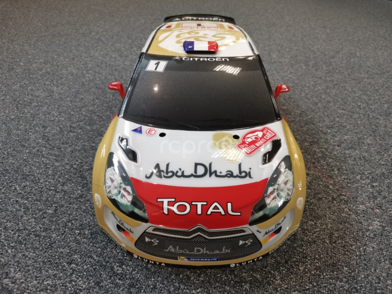 Priehľadná karoséria Citroën DS3 WRC Total Abu Dhabi 1:10 (vrátane obtlačkov a príslušenstva)