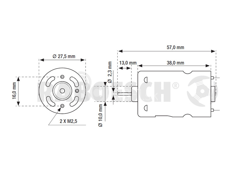 Raboesch DC motor Blue RM-430 12V