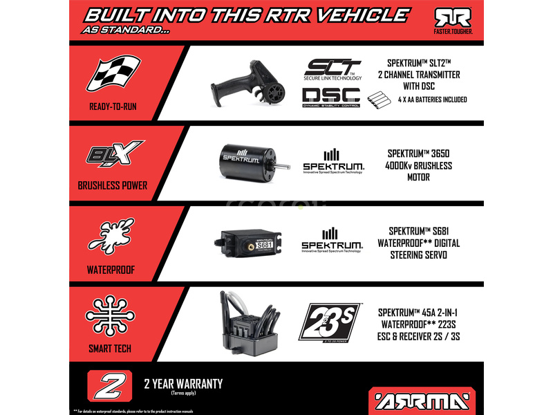 RC auto Arrma Fury 223S BLX 2WD 1:10 RTR DSC, zelené