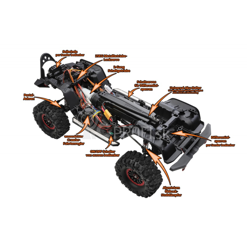 RC auto DF-4S PRO Crawler 313 mm 1:10, hnedá