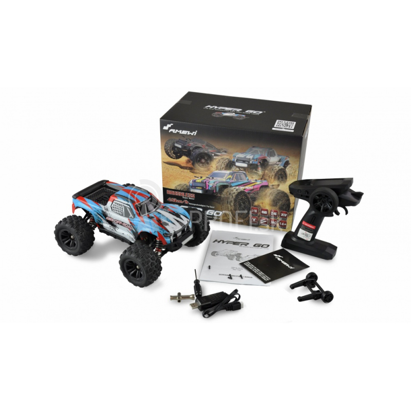 RC auto Hyper Go Monster Truck brushless, modrobiela