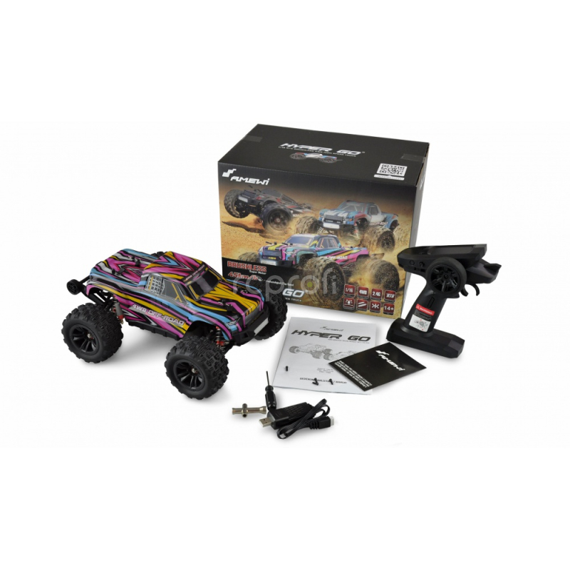 RC auto Hyper Go Monster Truck bezkartáčové, modro-červené