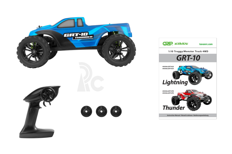 RC auto KAVAN GRT-10 Thunder 2,4 GHz 4WD Monster Truck 1:10, modrá