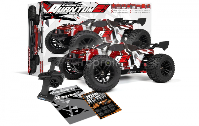 RC auto Quantum2 XT Flux 1/10 Stadium Truck, červené