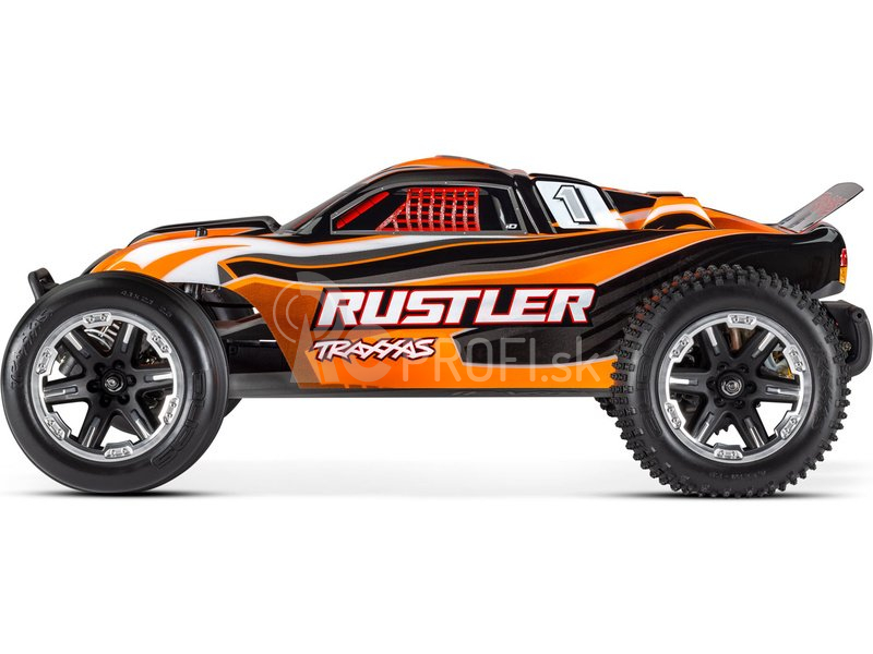 RC auto Traxxas Rustler 1:10 RTR s LED osvetlením, oranžová