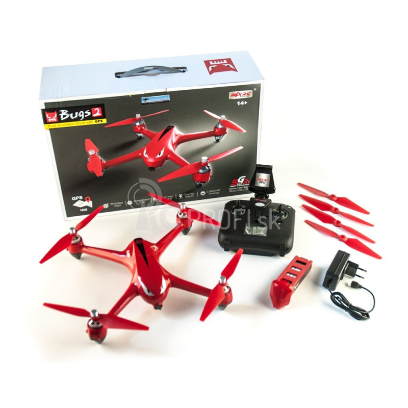 RC dron MJX Bugs 2 brushless, červená