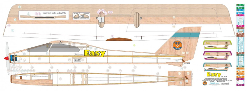 RC model EASY 2, rozpätie 840 mm, Hiesb.