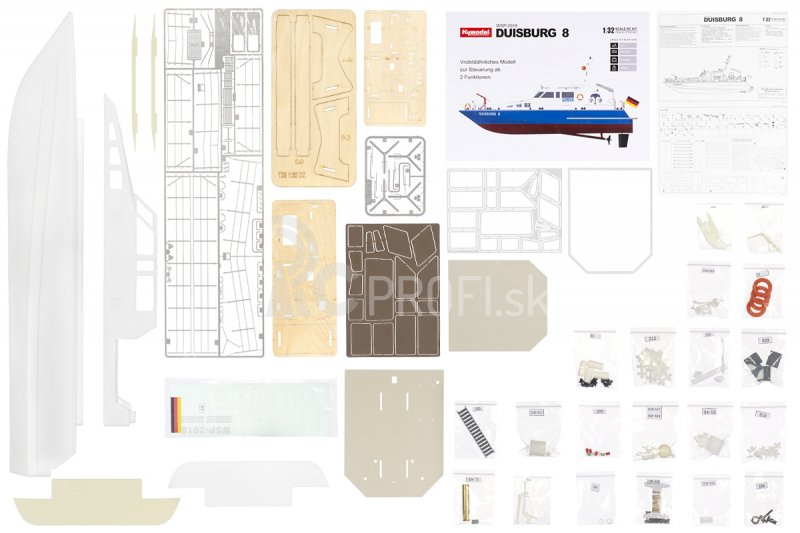 RC stavebnica Duisburg 8 policajný čln 1:32 kit