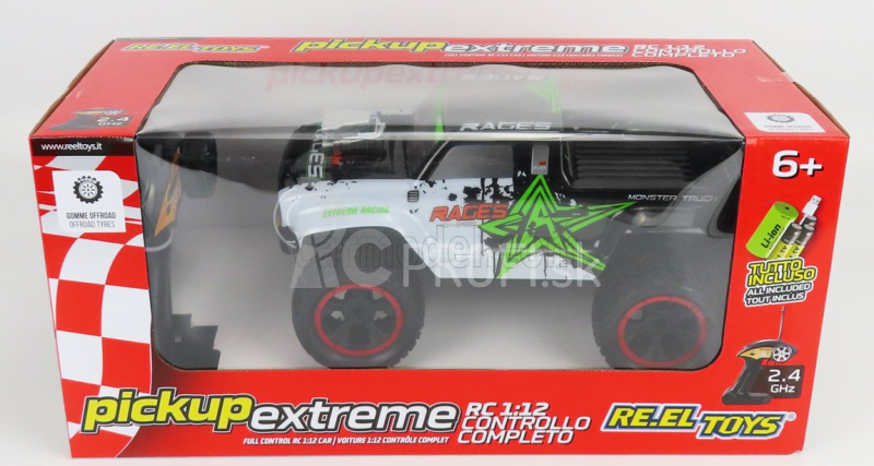 Re-el toys Extreme X-team Pick-up Bigfoot Monster 4x4 Truck 2019 1:12 Bielo-zeleno-čierna