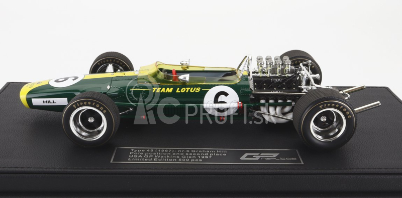 Repliky Lotus F1 49 N 6 Pole Position a 2. miesto v USA 1967 Graham Hill 1:18 Zelená žltá