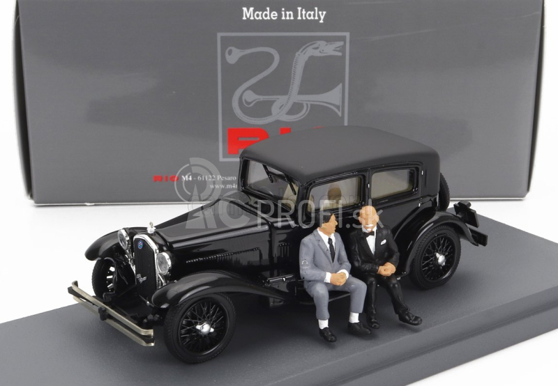 Rio-models Alfa romeo 1750 6c s figúrkami Gabriele D'annunzio a Tazio Nuvolari 1932 1:43 čierna