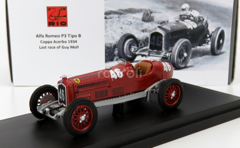 Rio-models Alfa romeo F1 P3 Tipo B N 46 Coppa Acerbo 1934 Guy Moll 1:43 červená