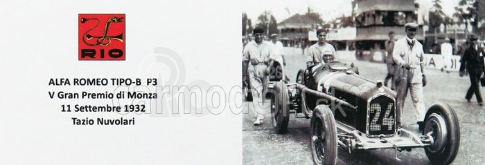 Rio-models Alfa romeo F1 Tipo-b P3 V N 24 Gran Premio Di Monza 1932 Tazio Nuvolari 1:43 červená