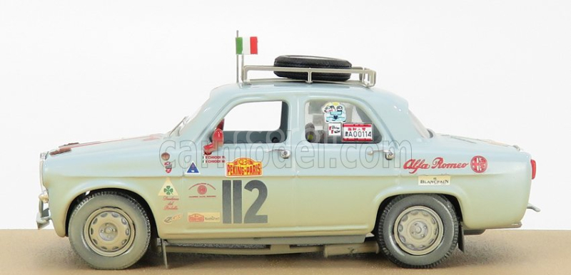 Rio-models Alfa romeo Giulietta Ti N 112 1957 - Rally Raid Pechino - Parigi 2007 R.chiodi - M.degli Espositi 1:43 Light Blue