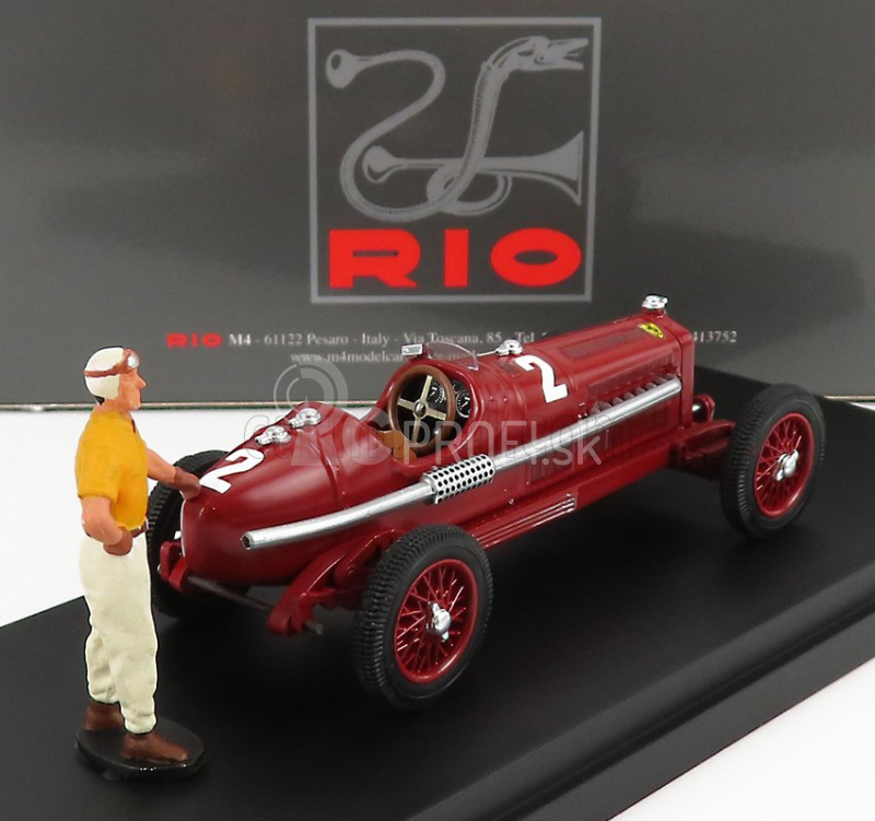 Rio-models Alfa romeo P3 Tipo B N 2 Víťaz Coppa Citta Di Bergamo 1935 Tazio Nuvolari 1:43 Červená