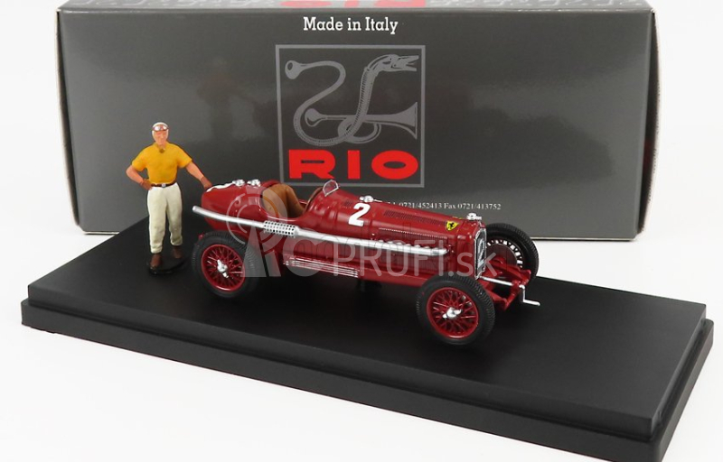 Rio-models Alfa romeo P3 Tipo B N 2 Víťaz Coppa Citta Di Bergamo 1935 Tazio Nuvolari 1:43 Červená