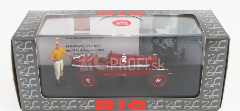 Rio-models Alfa romeo P3 Tipo B N 2 Víťaz Coppa Citta Di Bergamo 1935 Tazio Nuvolari 1:43 Červená