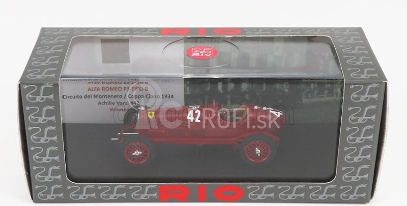 Rio-models Alfa romeo P3 Tipo B N 42 Víťaz Circuito Del Montenero - Coppa Ciano 1934 Achille Varzi 1:43 Červená