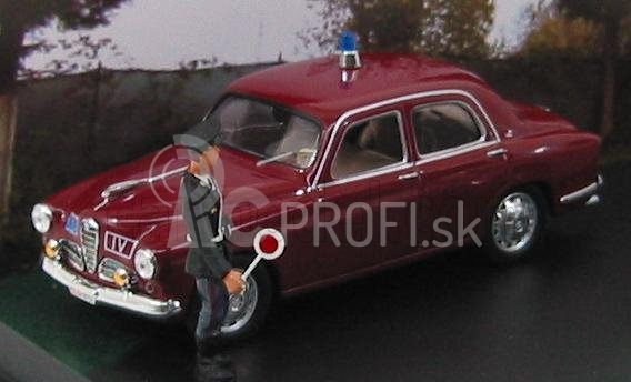 Rio-models Alfa romeo Set Alt Polizia 1956 - 1900 - Giulietta s figúrkami 1:43 Bordeaux White