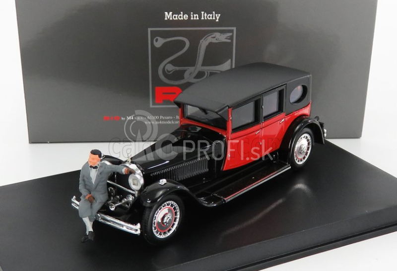 Rio-models Bugatti Type 41 Royale s postavičkou pána Bugattiho 1927 1:43 čierna červená