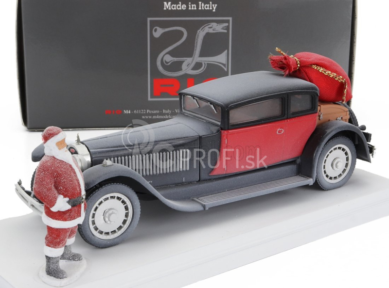 Rio-models Bugatti Type 41 Royale Weymann 1929 - Vianočná edícia 2023 - Con Babbo Natale - S figúrkou Santa Clausa 1:43 Biela čierna červená