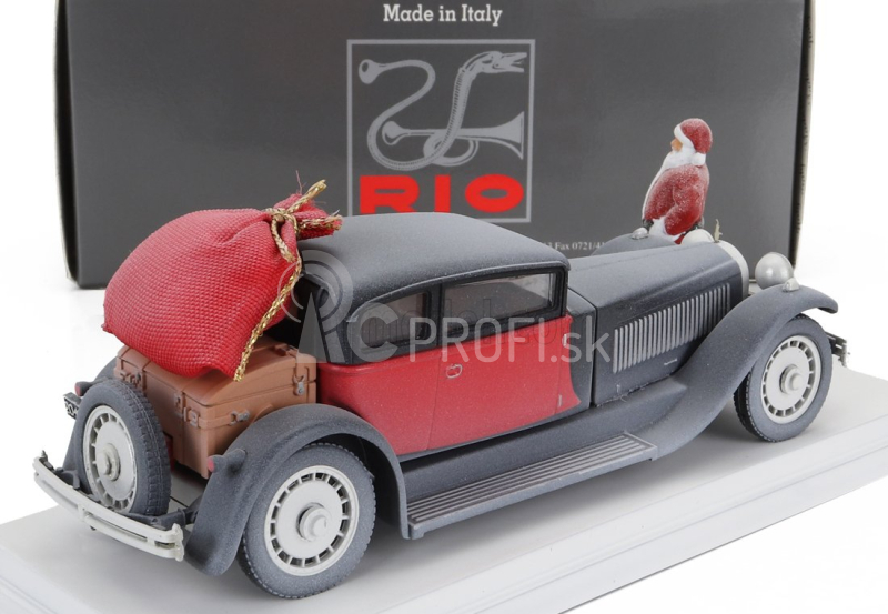 Rio-models Bugatti Type 41 Royale Weymann 1929 - Vianočná edícia 2023 - Con Babbo Natale - S figúrkou Santa Clausa 1:43 Biela čierna červená