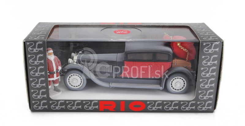 Rio-models Bugatti Type 41 Royale Weymann 1929 - Vianočná edícia 2023 - Con Babbo Natale - S figúrkou Santa Clausa 1:43 Biela čierna červená