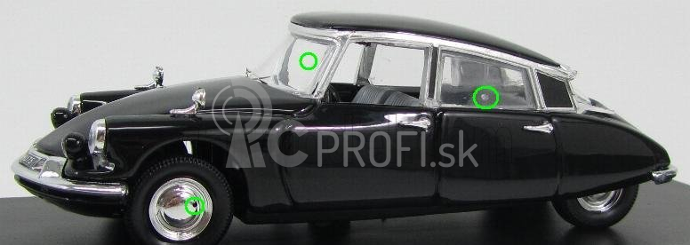 Rio-models Citroen Ds19 Prezidentský automobil Pokus Charles De Gaulle 1962 - s otvormi pre guľky 1:43 čierny