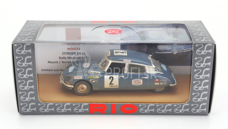 Rio-models Citroen Ds21 N 2 4th Rally Marocco Dirty Version 1971 Bob Neiret - Jacques Terramorsi 1:43 Modrá