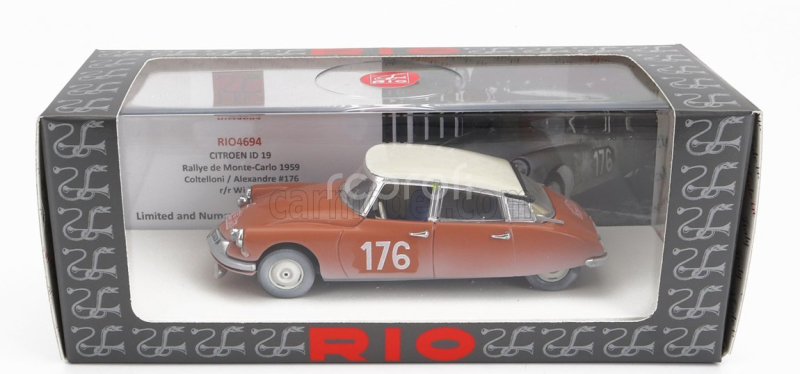 Rio-models Citroen Id19 N 176 Víťaz Rally Montecarlo 1959 P.coltelloni - P.alexandre 1:43 Červená