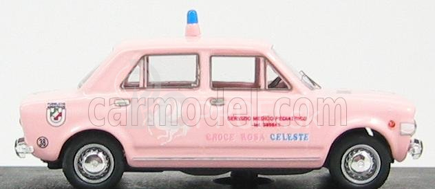 Rio-models Fiat 128 4 Door - 4 Porte Croce Rosa Celeste Servizio Medico Pediatrico 1971 1:43 Ružová