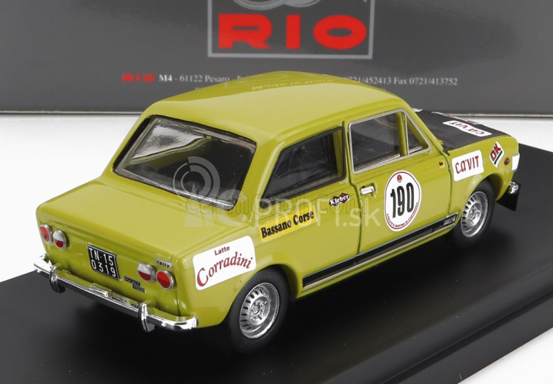 Rio-models Fiat 128 Gr.1 Team Ceccato Rally Racing N 190 Rally San Martino Di Castrozza 1972 A.bettega - D.brigantini 1:43 Zelená čierna