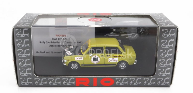 Rio-models Fiat 128 Gr.1 Team Ceccato Rally Racing N 190 Rally San Martino Di Castrozza 1972 A.bettega - D.brigantini 1:43 Zelená čierna