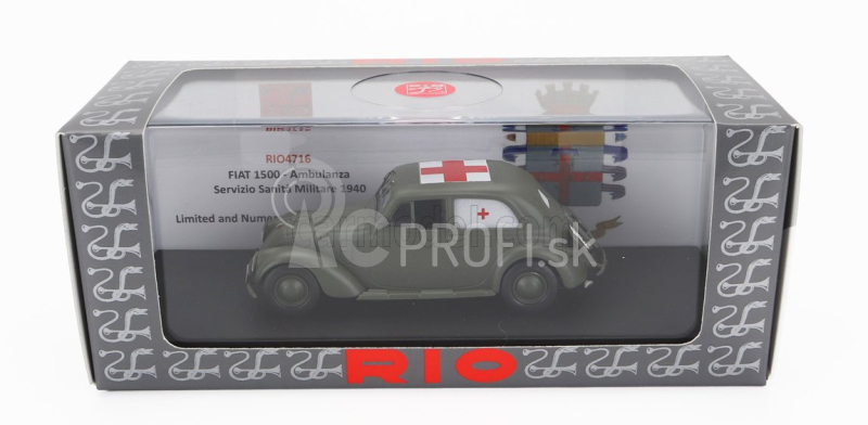 Rio-models Fiat 1500 Ambulanza Servizio Sanita' Militare 1940 1:43 Vojenská sivá