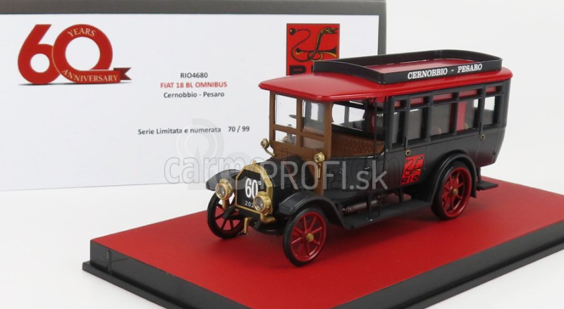 Rio-models Fiat 18bl Bus 1922 - 60. výročie Rio-models 1962-2022 1:43 čierna červená