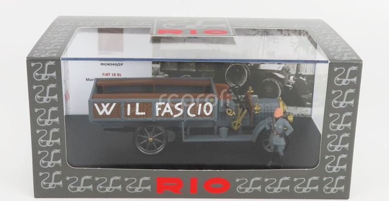 Rio-models Fiat 18bl Truck - W Il Fascio - La Marcia Su Roma 22 Ottobre 1922 S figúrkami 1:43 Military Grey