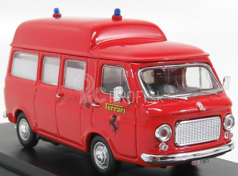 Rio-models Fiat 238 Minibus Tetto Alto 1965 Ambulanza Vigili Del Fuoco Pista Fiorano 1970 1:43 Červená