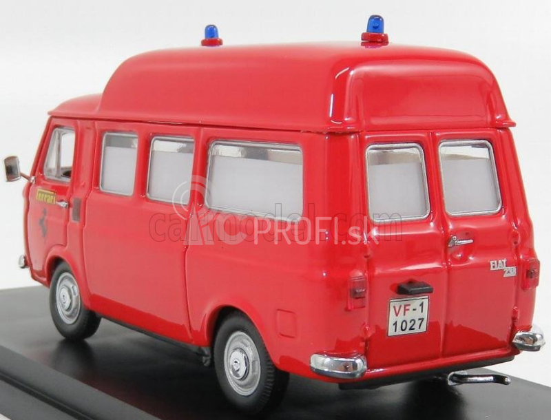 Rio-models Fiat 238 Minibus Tetto Alto 1965 Ambulanza Vigili Del Fuoco Pista Fiorano 1970 1:43 Červená