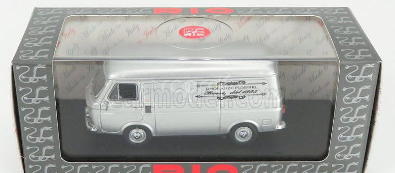 Rio-models Fiat 238 Van Onoranze Funebri Rossi 1972 - pohrebný voz - Carro Funebre - Funeral Car 1:43 Silver Grey