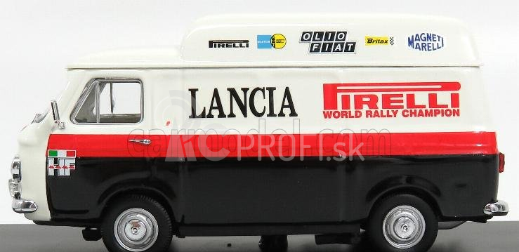 Rio-models Fiat 238 Van Tetto Alto 1970 - Assistenza Rally Pirelli Lancia 1:43 Biela čierna červená