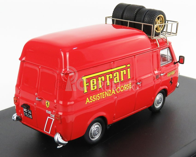 Rio-models Fiat 238 Van Tetto Alto Con Portapacchi Assistenza Corse Ferrari 1970 - Vysoká strecha s nosičom 1:43 červená