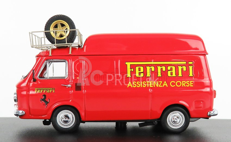 Rio-models Fiat 238 Van Tetto Alto Con Portapacchi Assistenza Corse Ferrari 1970 - Vysoká strecha s nosičom 1:43 červená