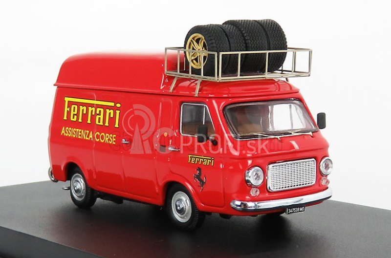 Rio-models Fiat 238 Van Tetto Alto Con Portapacchi Assistenza Corse Ferrari 1970 - Vysoká strecha s nosičom 1:43 červená