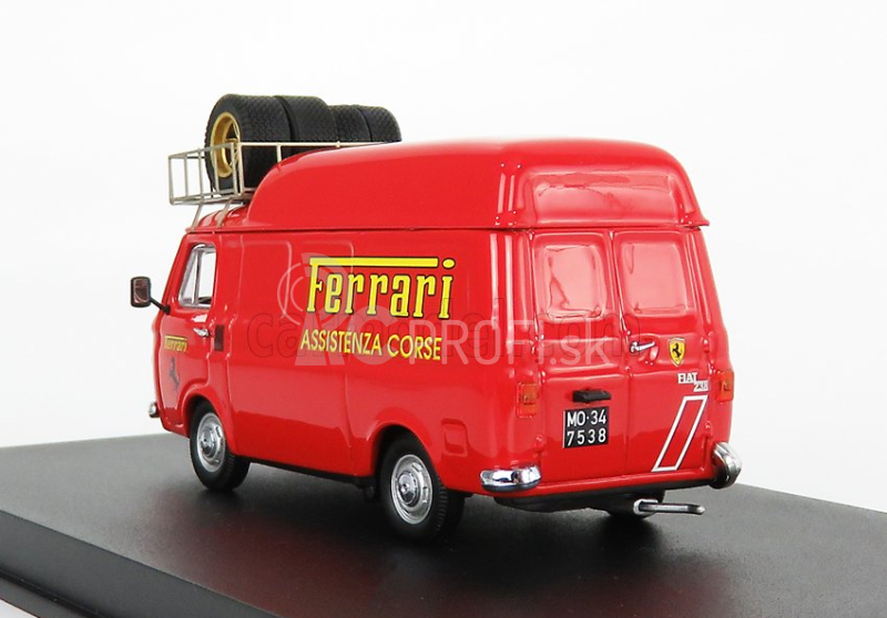 Rio-models Fiat 238 Van Tetto Alto Con Portapacchi Assistenza Corse Ferrari 1970 - Vysoká strecha s nosičom 1:43 červená