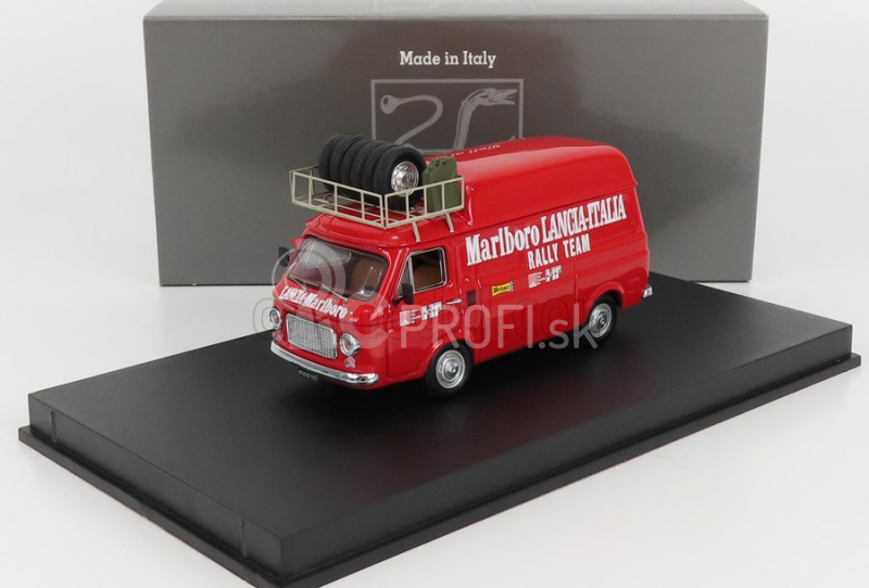 Rio-models Fiat 238 Van Tetto Alto Con Portapacchi Assistenza Corse Lancia 1973 - Vysoká strecha s nosičom 1:43 Červená