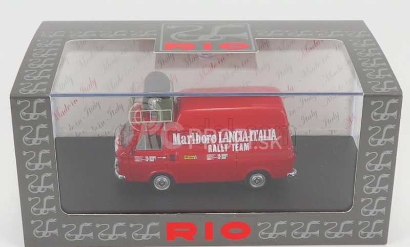 Rio-models Fiat 238 Van Tetto Alto Con Portapacchi Assistenza Corse Lancia 1973 - Vysoká strecha s nosičom 1:43 Červená